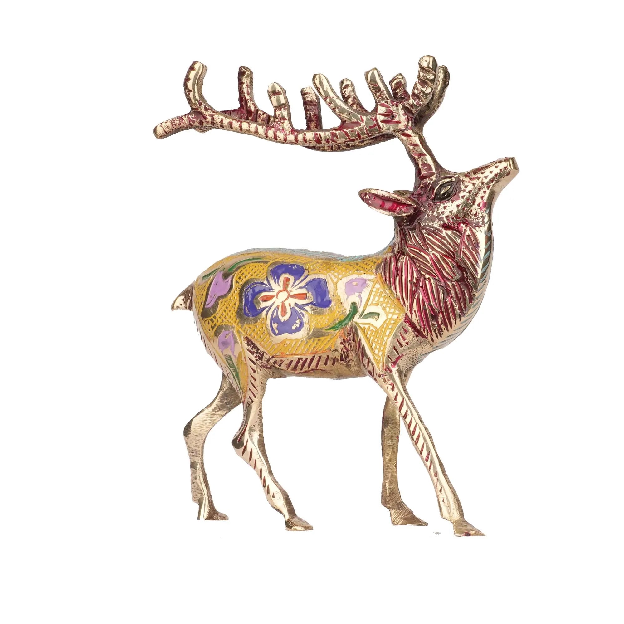 Brass Barasingha Decorative Figurine – 6.5