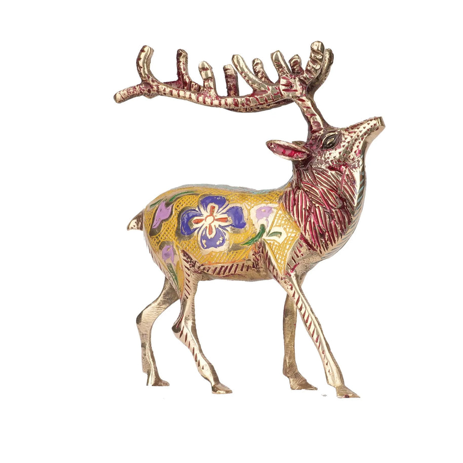 Brass Barasingha Decorative Figurine – 6.5