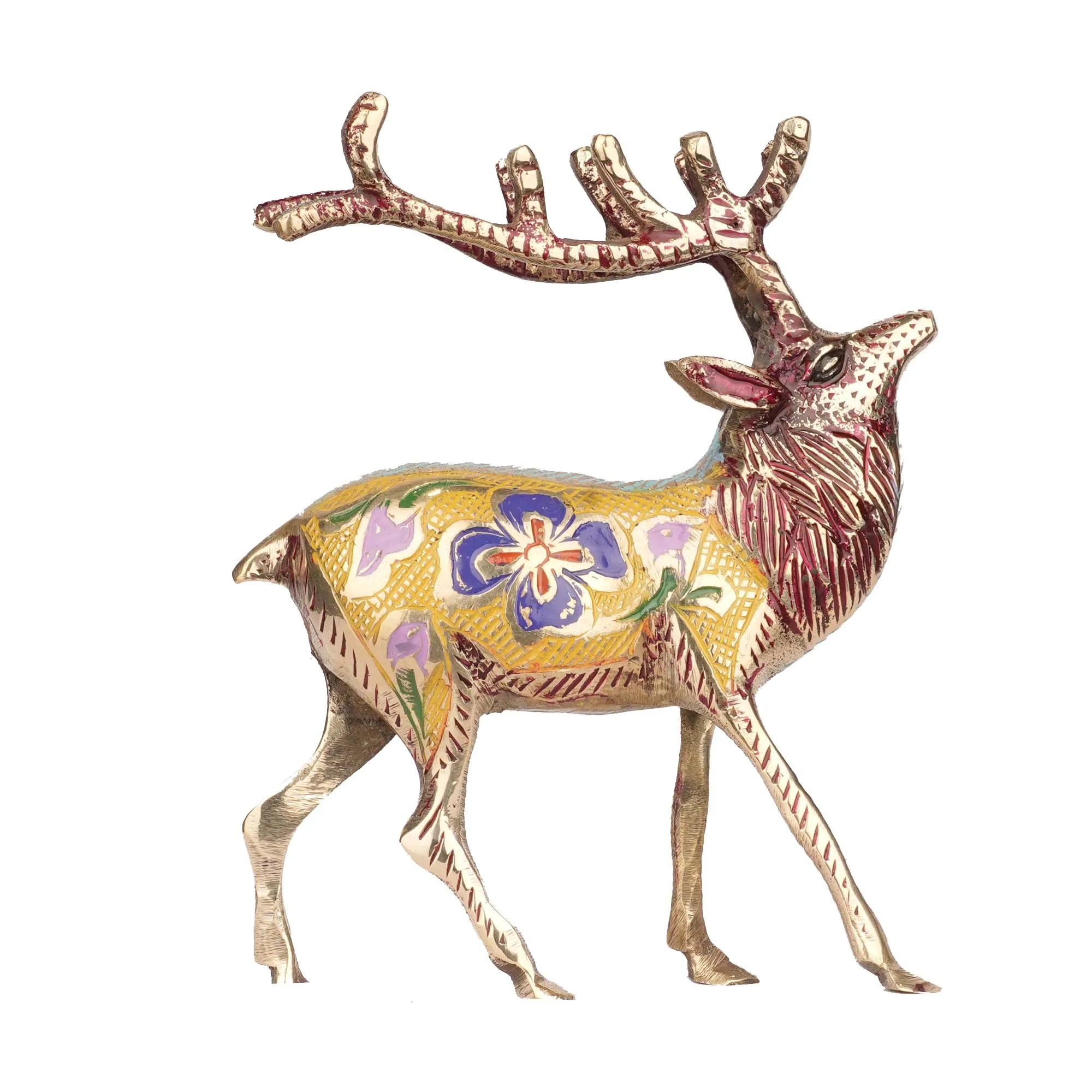 Brass Barasingha Decorative Figurine – 6.5