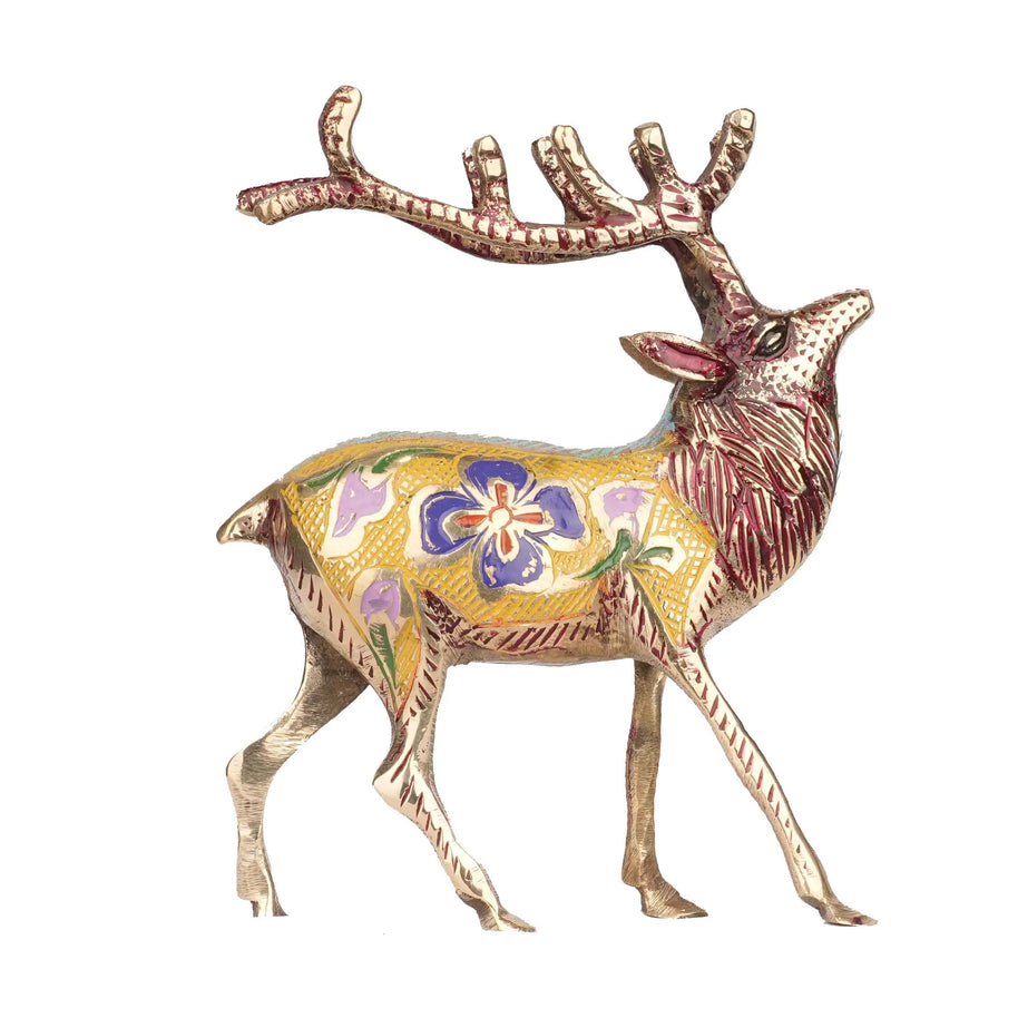 Brass Barasingha Decorative Figurine – 6.5
