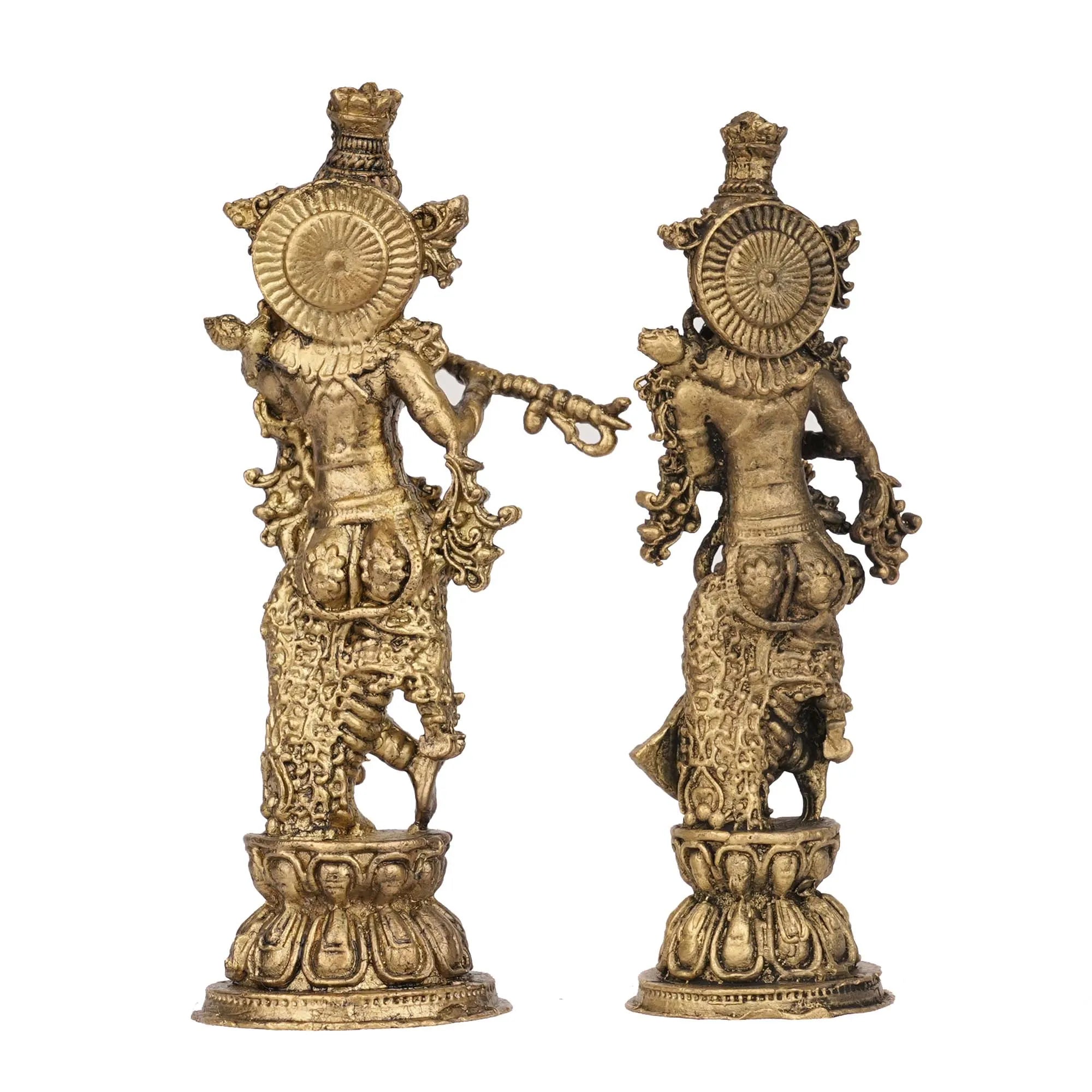 Brass Radha Krishna Idol | Divine Couple Statue – 4.5