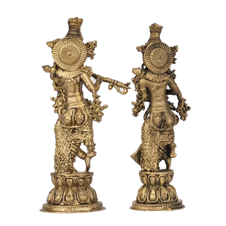 Brass Radha Krishna Idol | Divine Couple Statue – 4.5