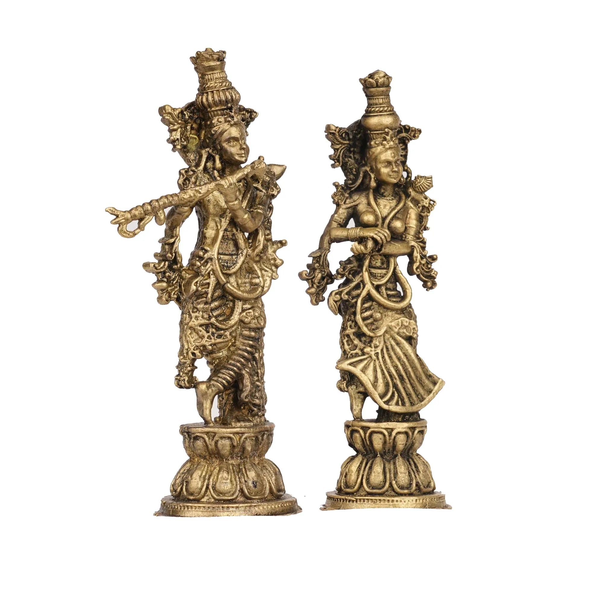 Brass Radha Krishna Idol | Divine Couple Statue – 4.5