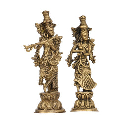 Brass Radha Krishna Idol | Divine Couple Statue – 4.5