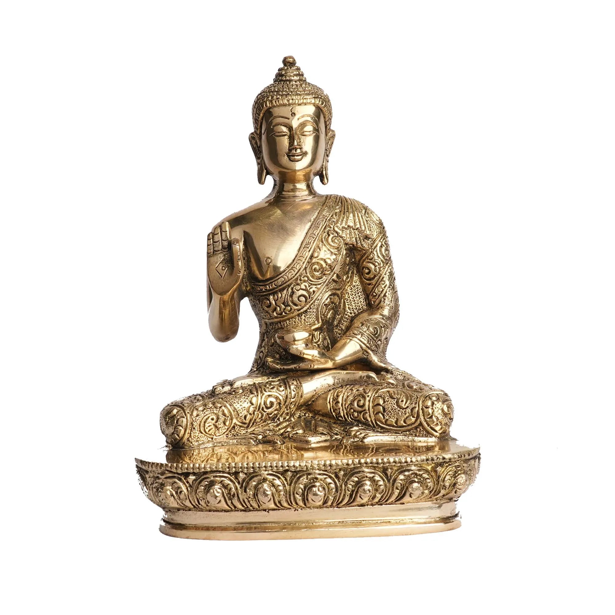 Brass Sitting Buddha Statue | Buddha Idol – 8.75