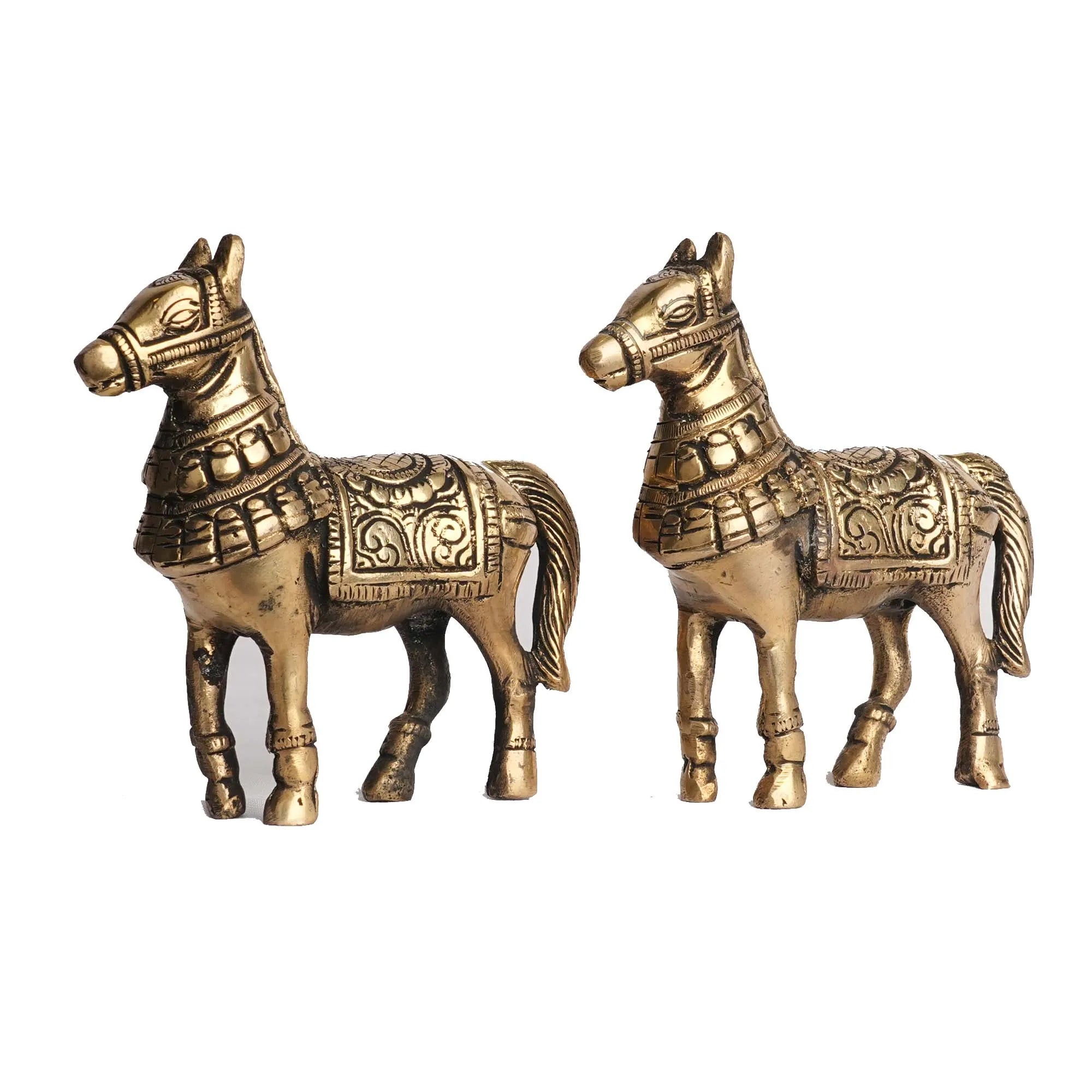 Brass Horse Statue | Decorative Horse Figurine – 4.5
