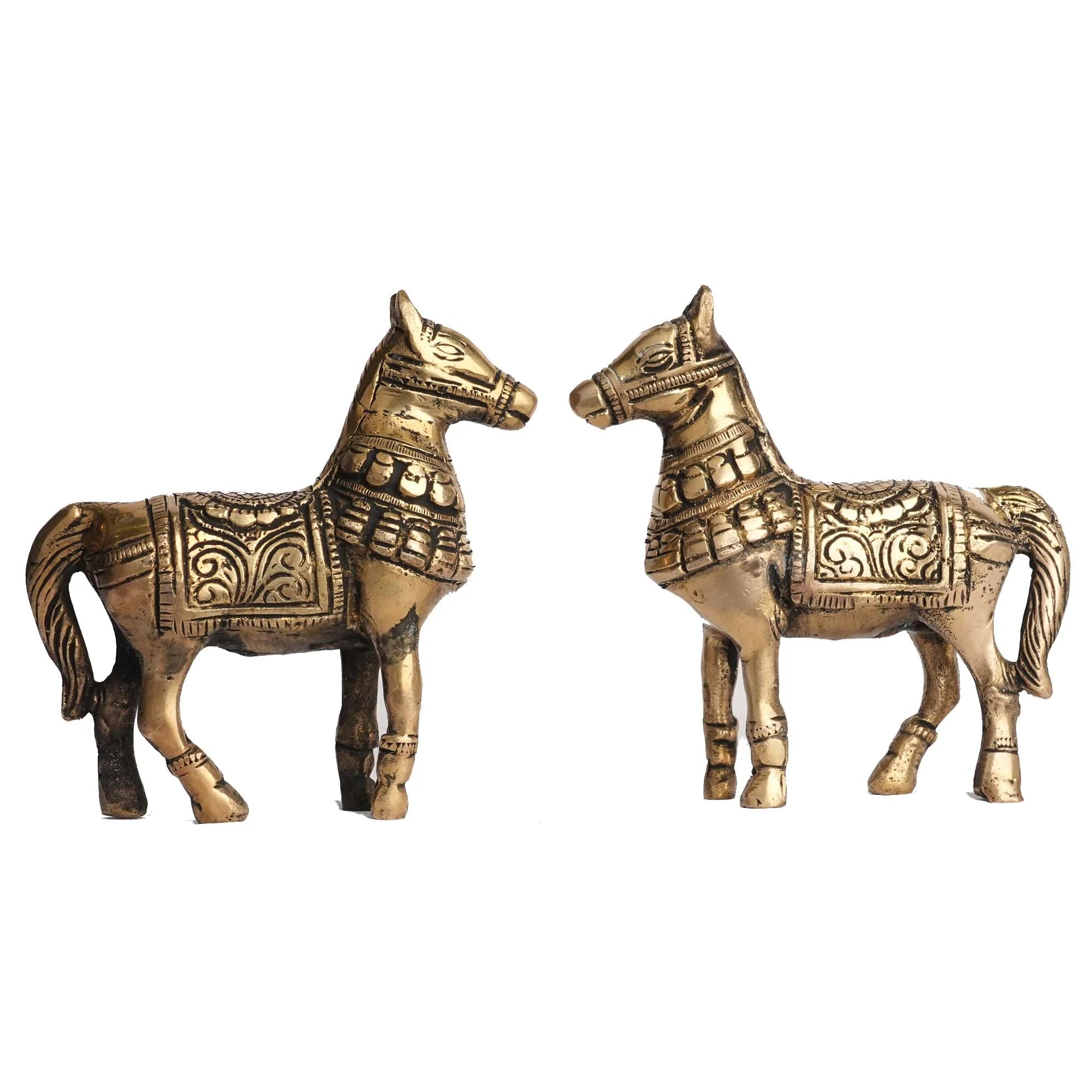 Brass Horse Statue | Decorative Horse Figurine – 4.5