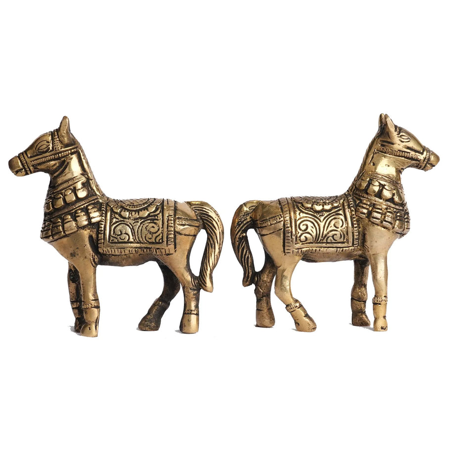 Brass Horse Statue | Decorative Horse Figurine – 4.5