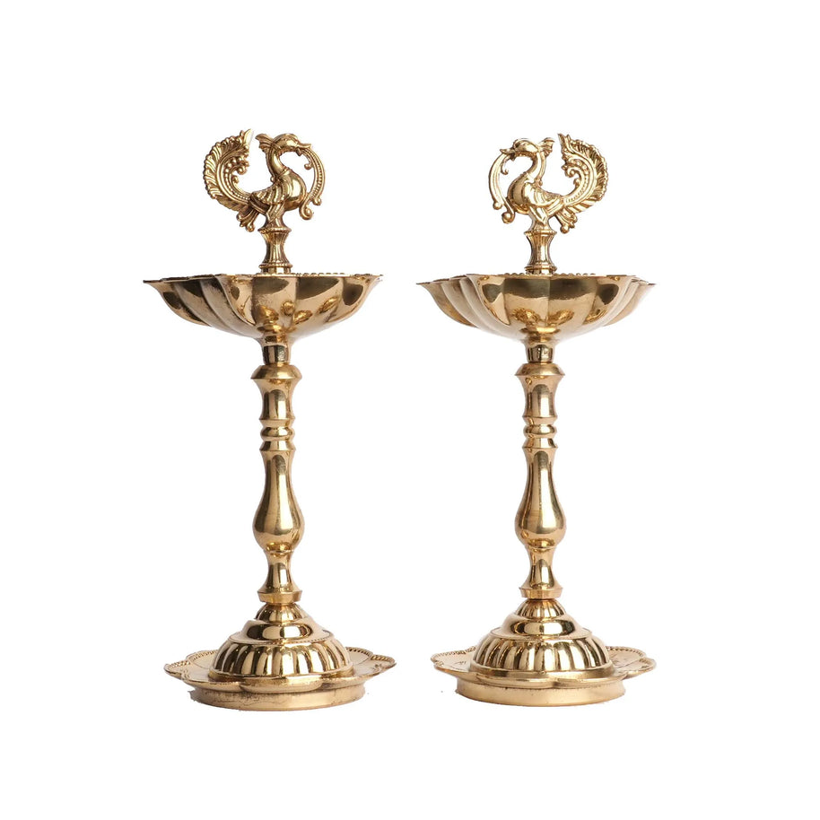 Brass Fancy Lamp Pair | Decorative Pooja Lamp – 5.5" Height