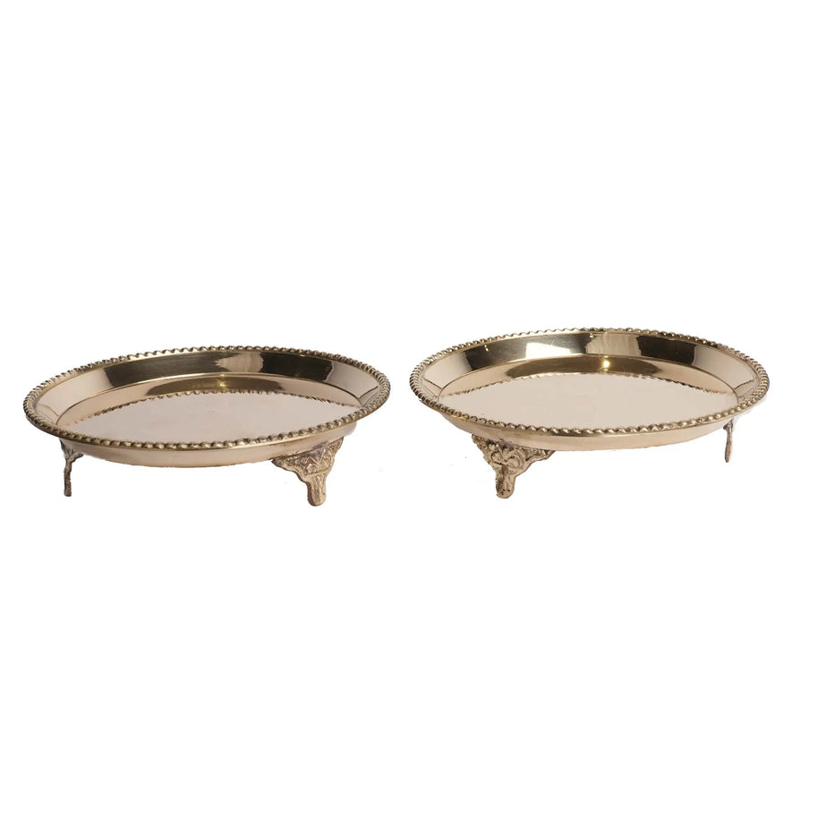 Brass Dana Plate Base Pair | Decorative Pooja Accessory – 2" Height