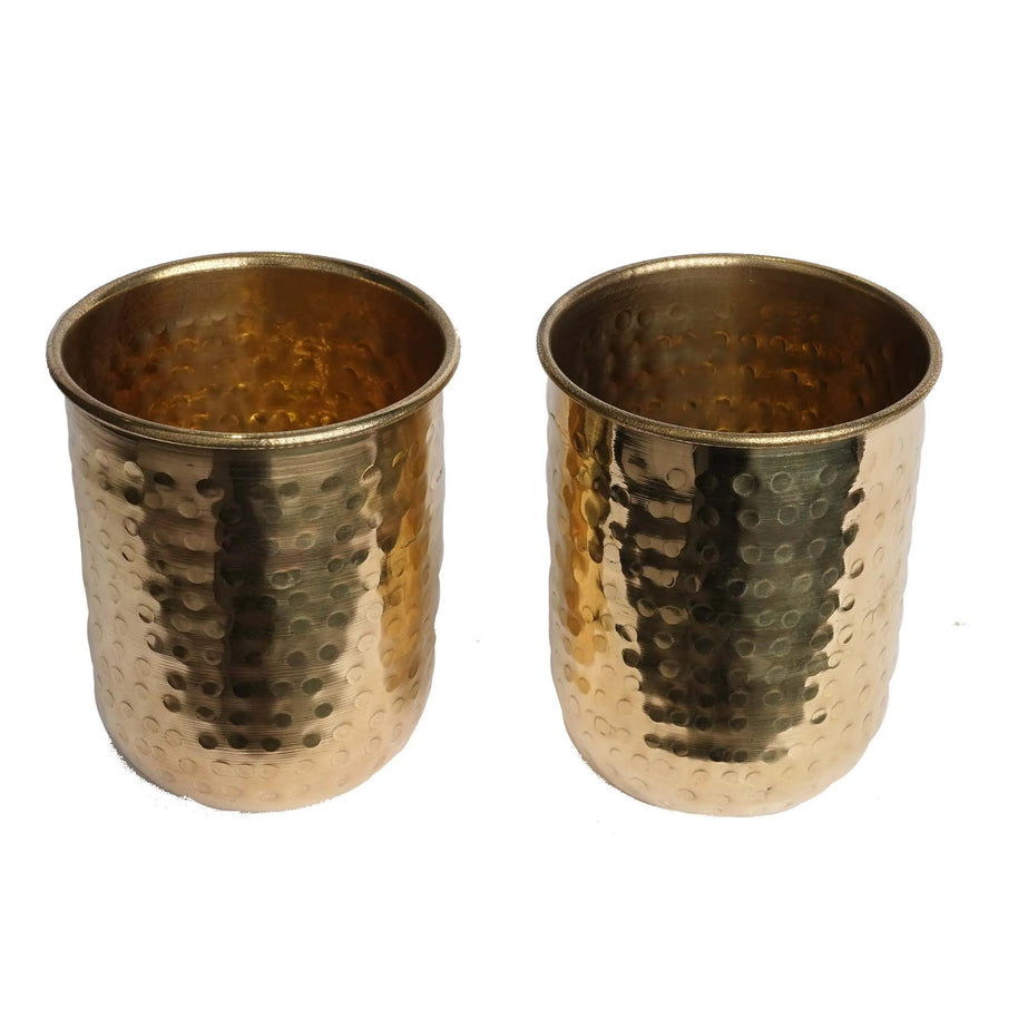 Brass Glass Hem Pair | Decorative Pooja Accessory – 3.5