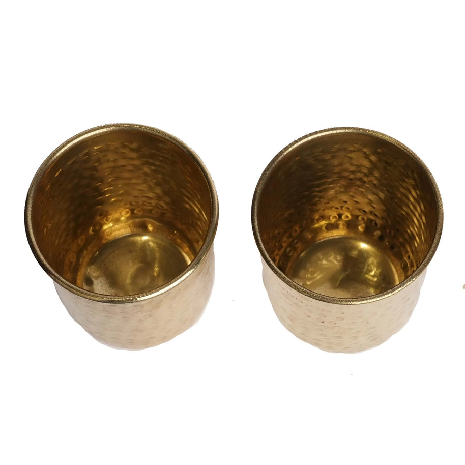 Brass Glass Hem Pair | Decorative Pooja Accessory – 3.5