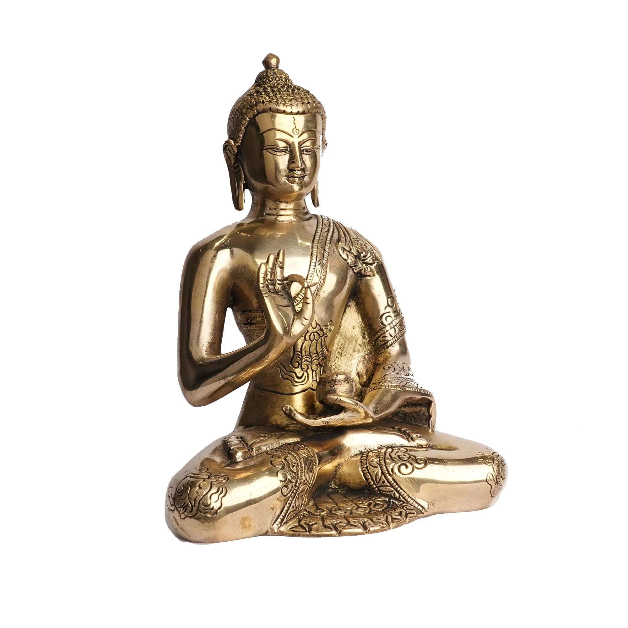 Handcrafted Brass Sitting Buddha Idol | Meditation Statue for Home Decor and Pooja – 9