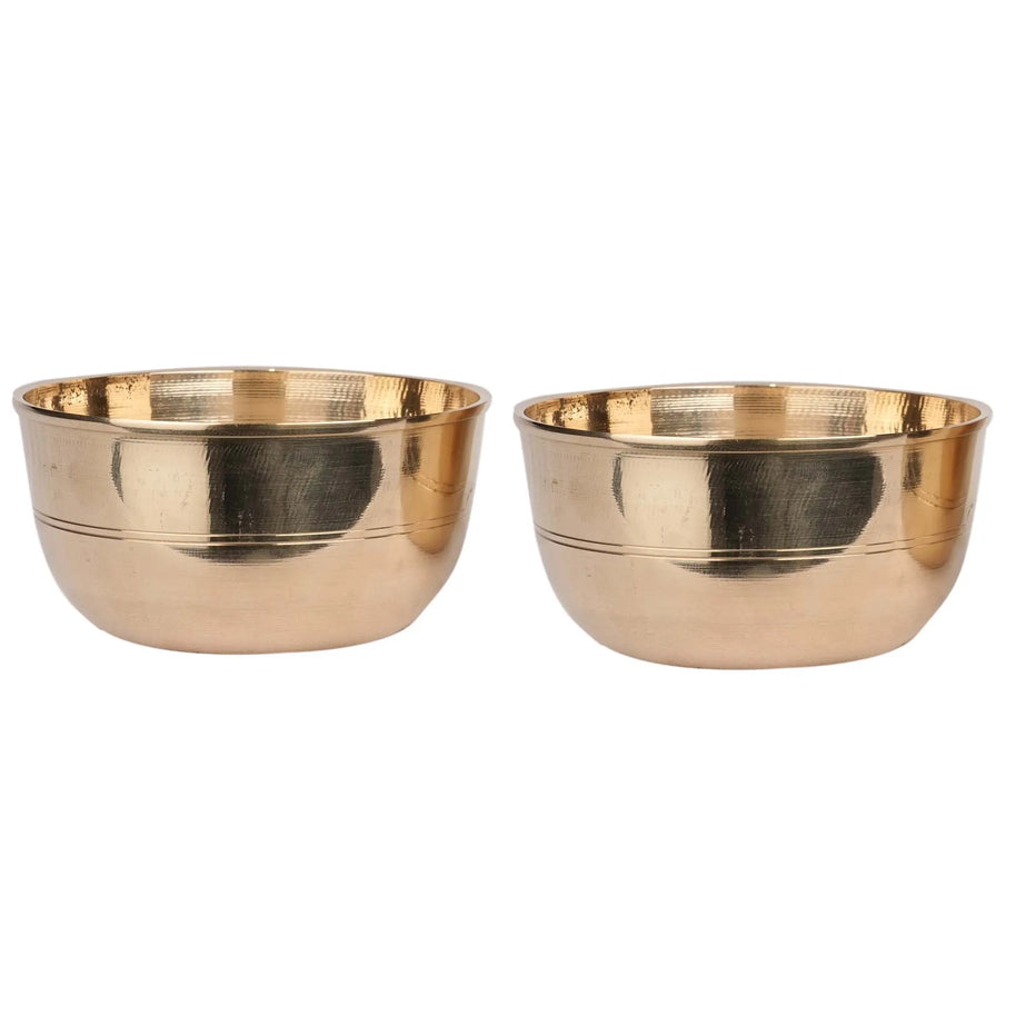 Handcrafted Brass Plain Katori Rakhi Pair - 2" Height