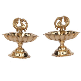 Handcrafted Brass Peacock Diya Pair – 3.5