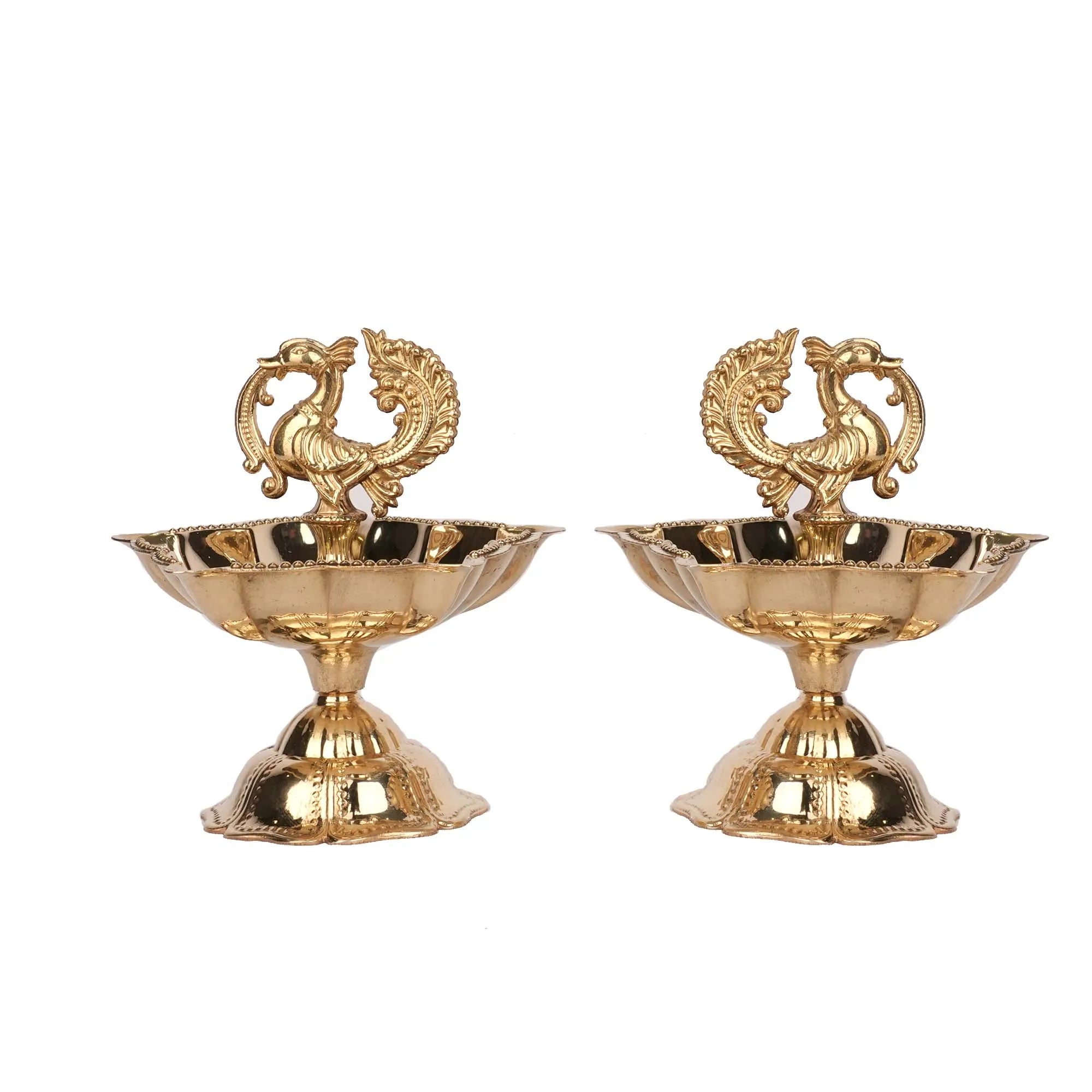 Handcrafted Brass Peacock Diya Pair – 3.5