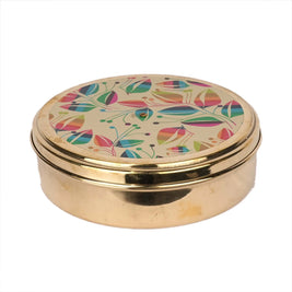 Handcrafted Brass Printed Masala Box – 2.5