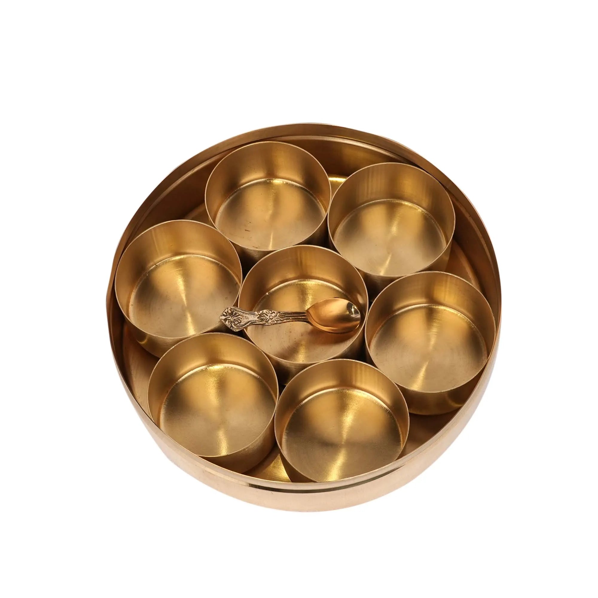 Handcrafted Brass Printed Masala Box – 2.5