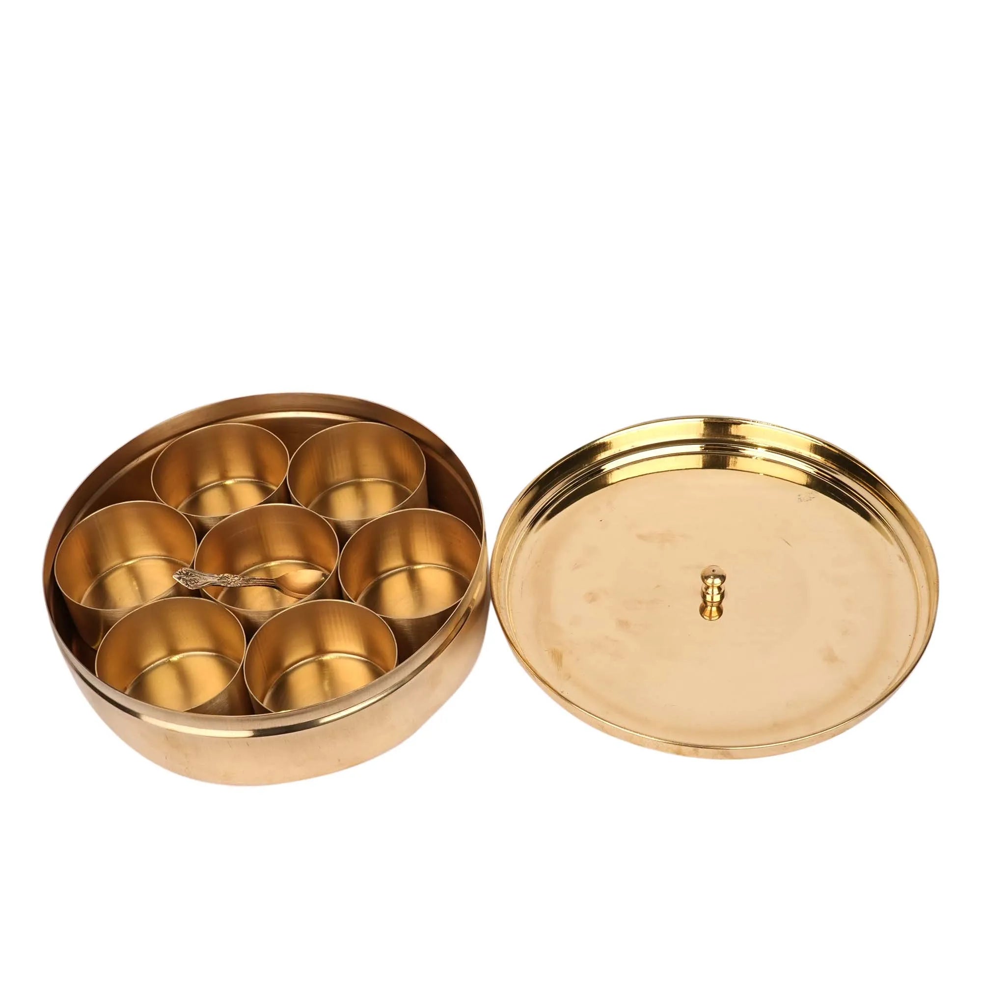Handcrafted Brass Printed Masala Box – 2.5
