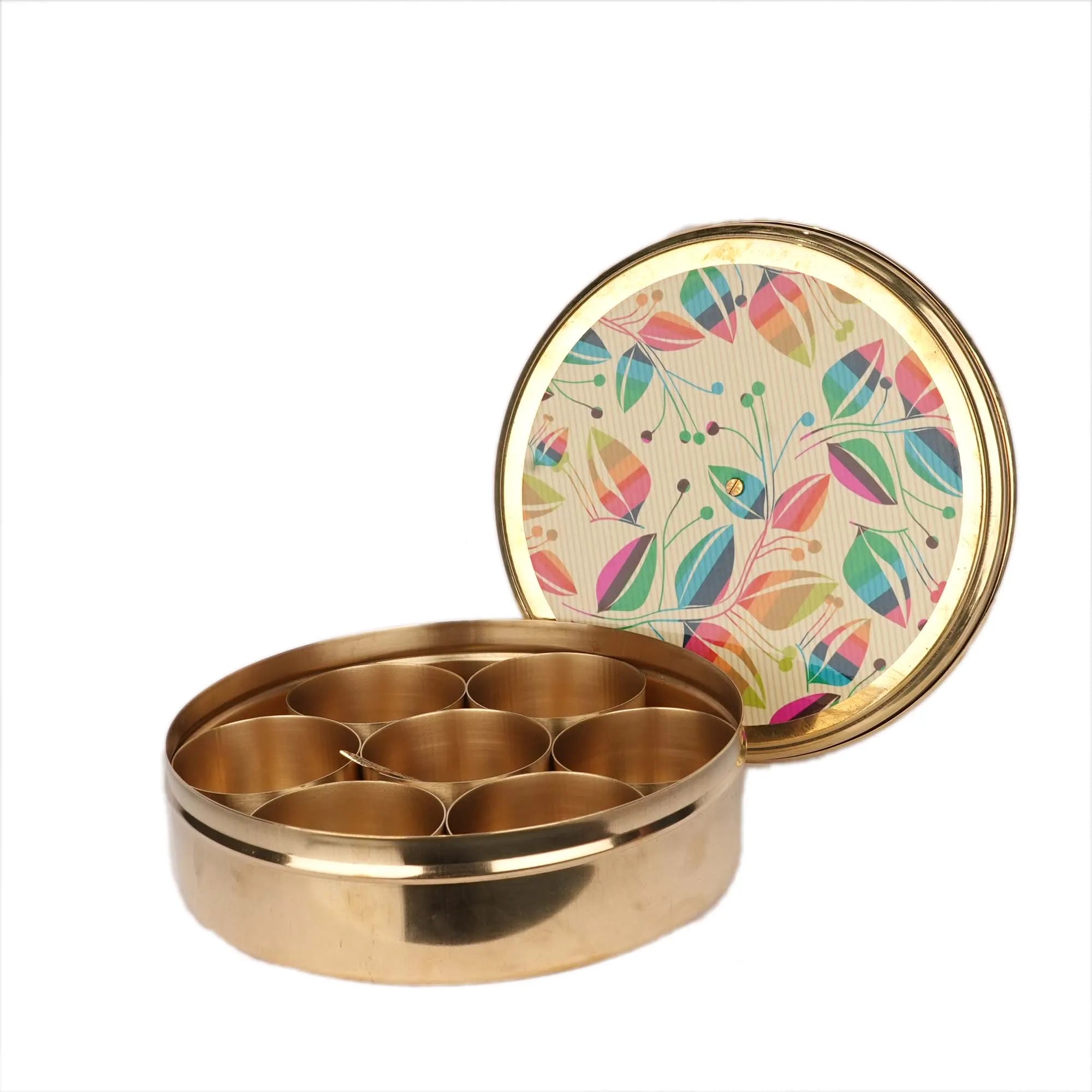 Handcrafted Brass Printed Masala Box – 2.5