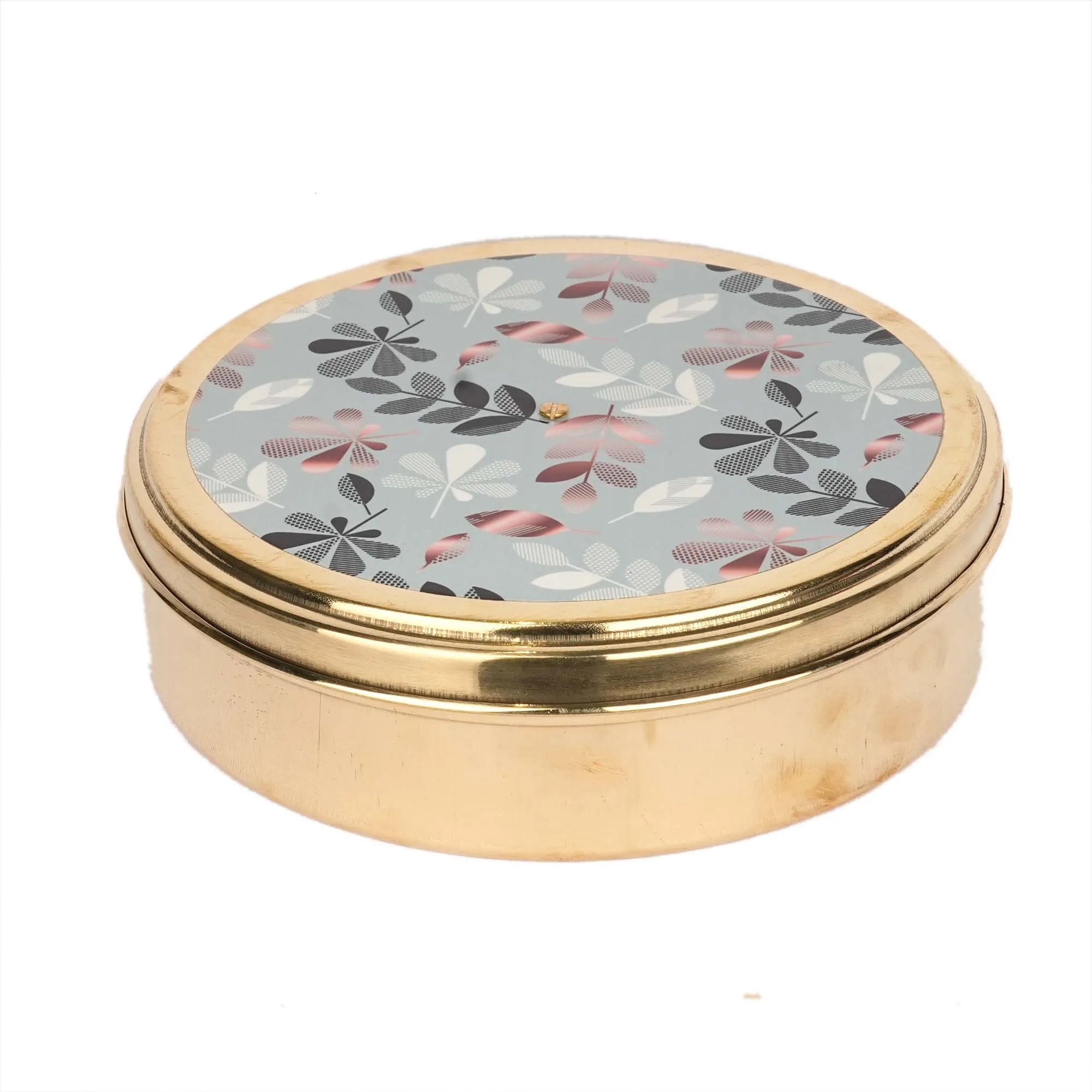 Handcrafted Brass Printed Masala Box – 2.5