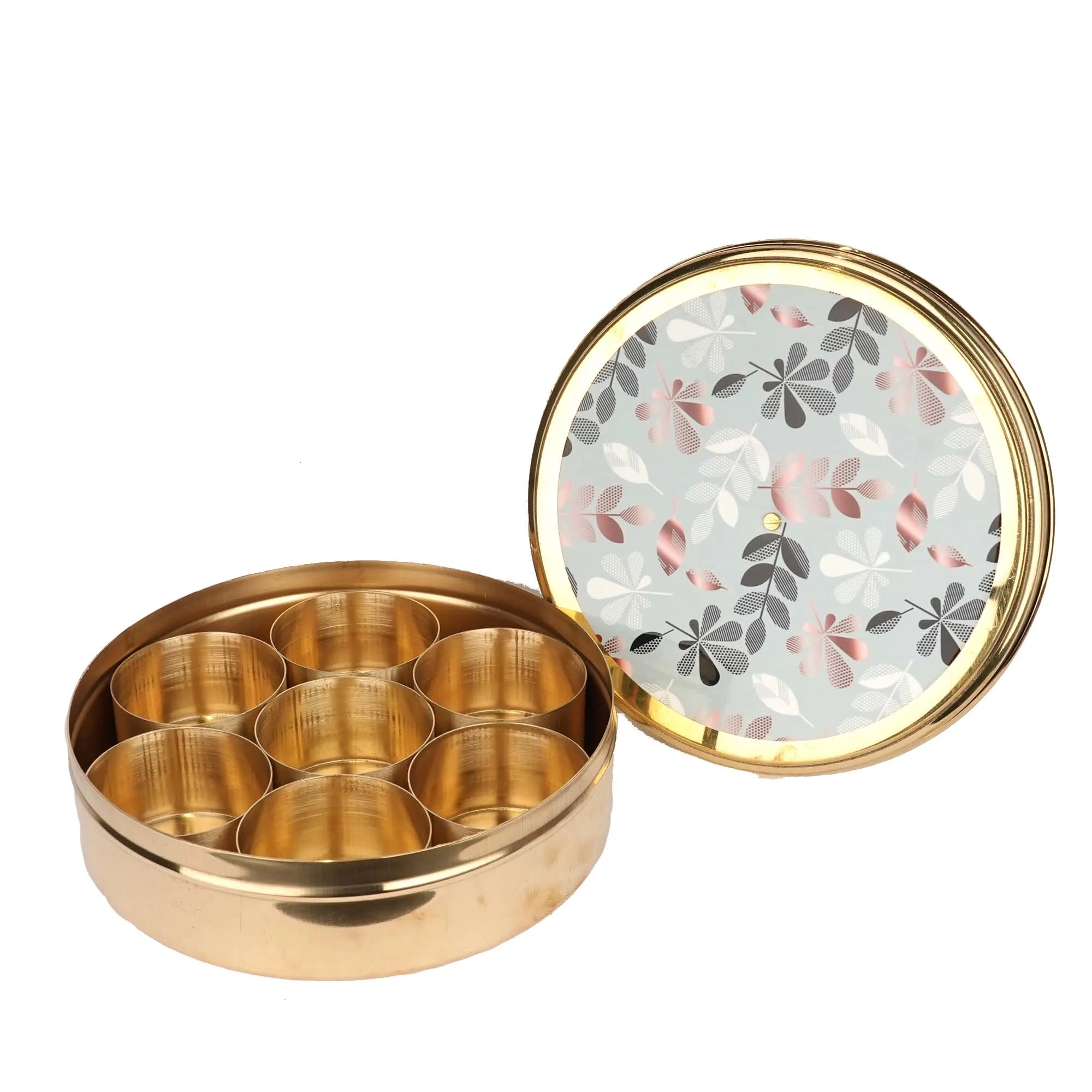 Handcrafted Brass Printed Masala Box – 2.5