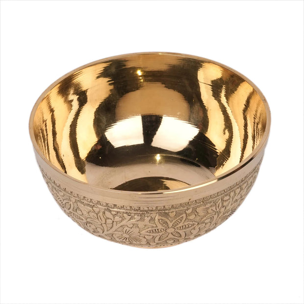 Handcrafted Brass Embossed Katori – 2.5" Height