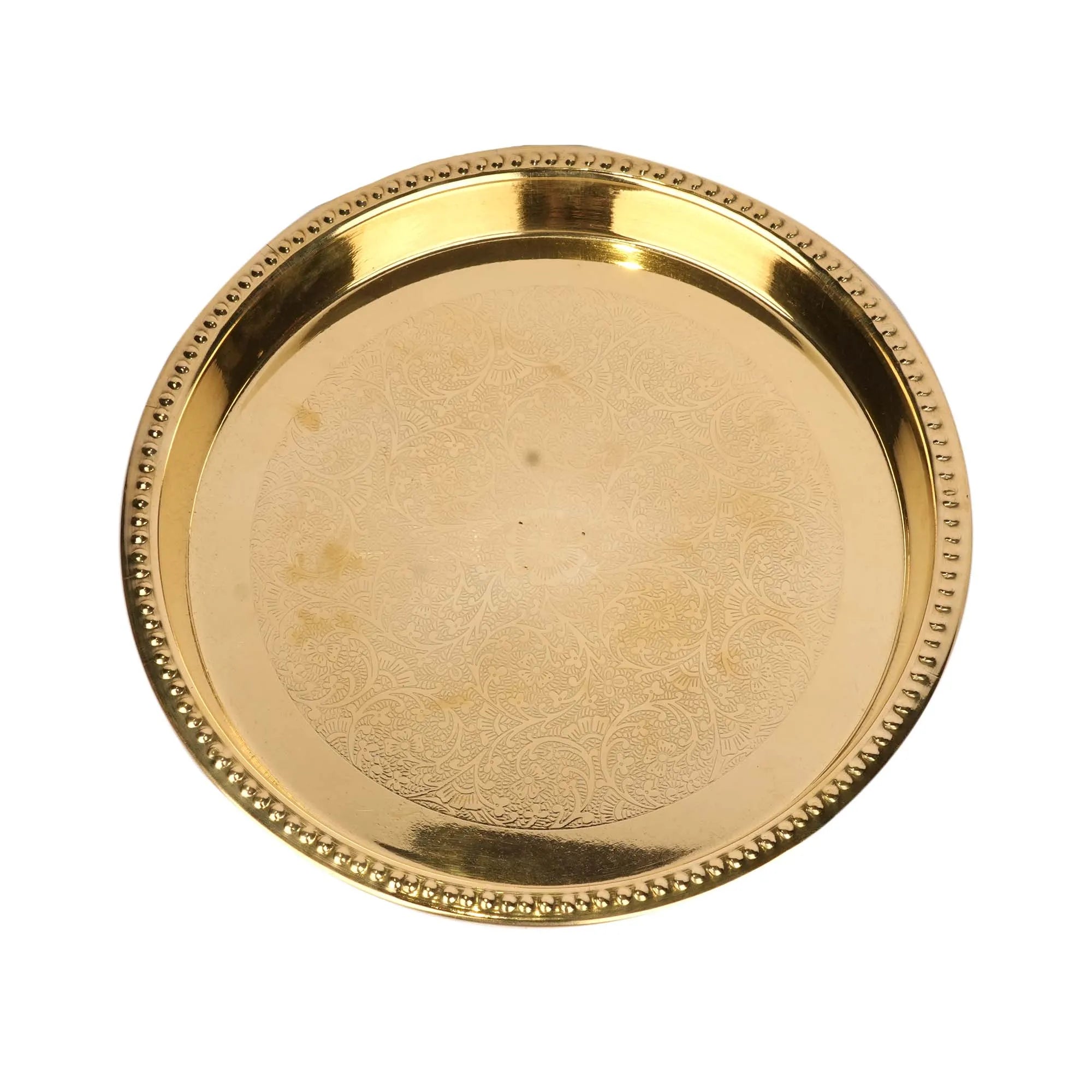 Handcrafted Brass Embossed Khumcha Plate – 10