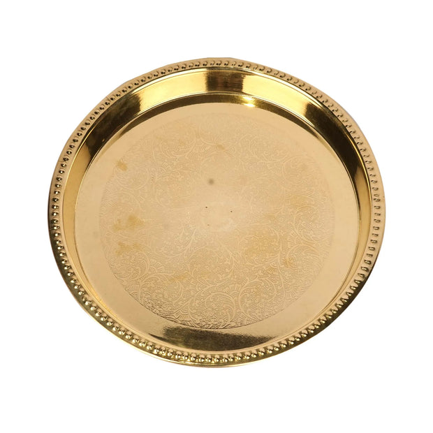 Handcrafted Brass Embossed Khumcha Plate – 10" Width