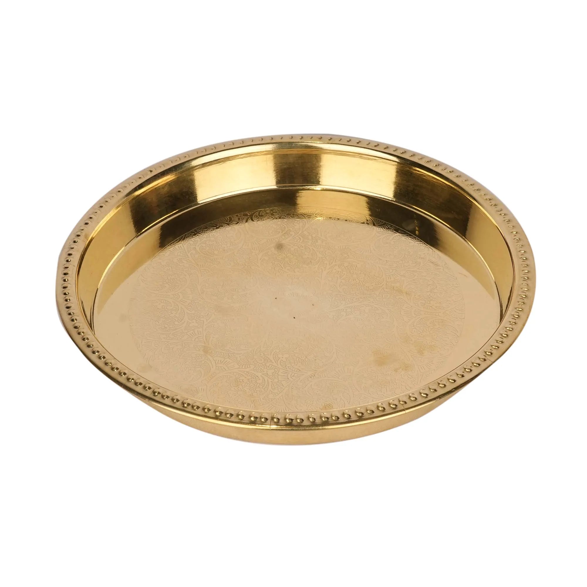 Handcrafted Brass Embossed Khumcha Plate – 10