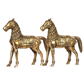 Handcrafted Brass Horse Pair | Decorative Horse Showpiece – 8.5