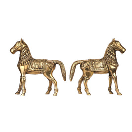 Handcrafted Brass Horse Pair | Decorative Horse Showpiece – 8.5