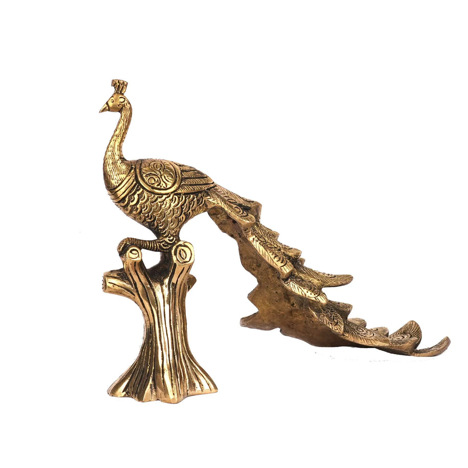 Handcrafted Brass Peacock Figurine | Decorative Showpiece – 8.5