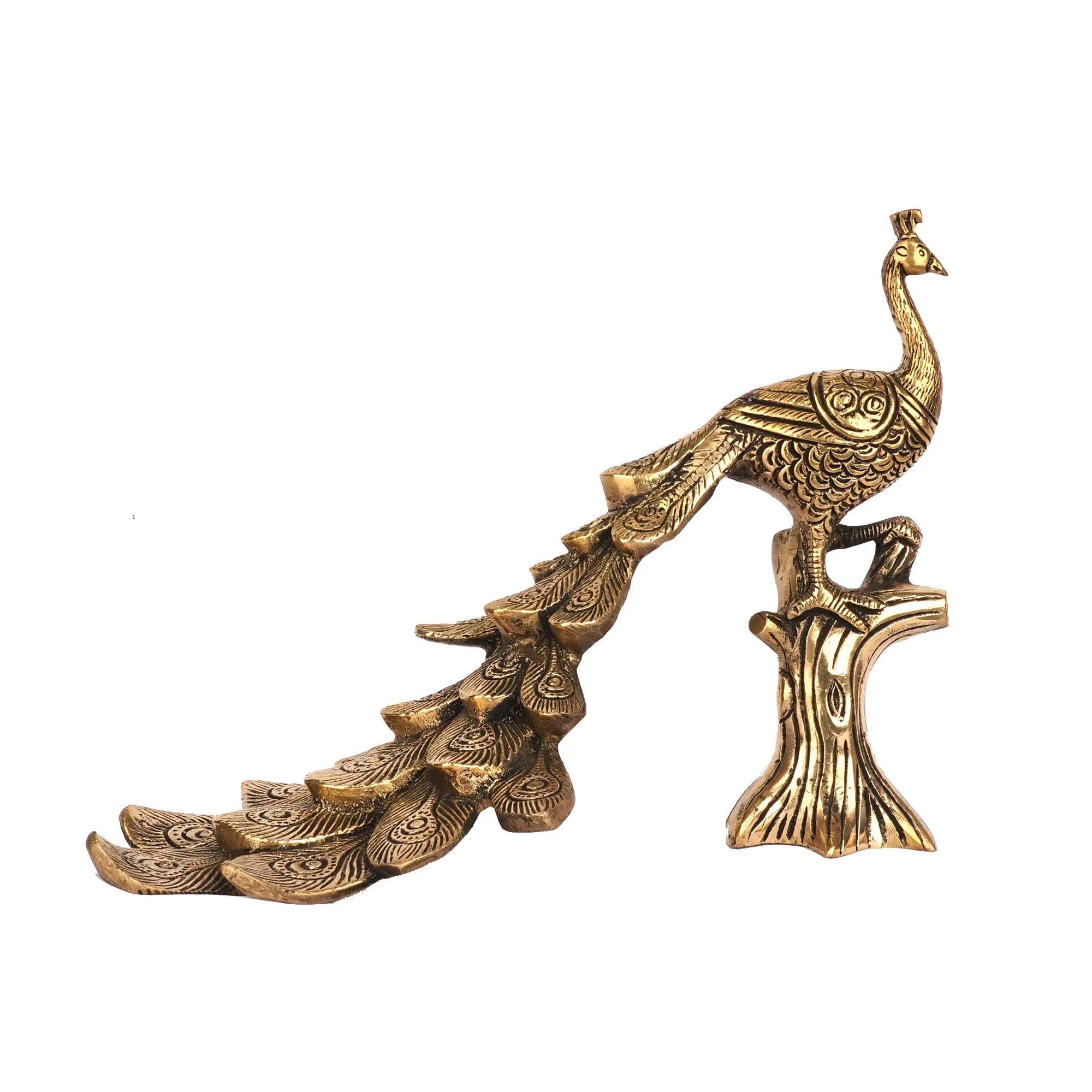 Handcrafted Brass Peacock Figurine | Decorative Showpiece – 8.5