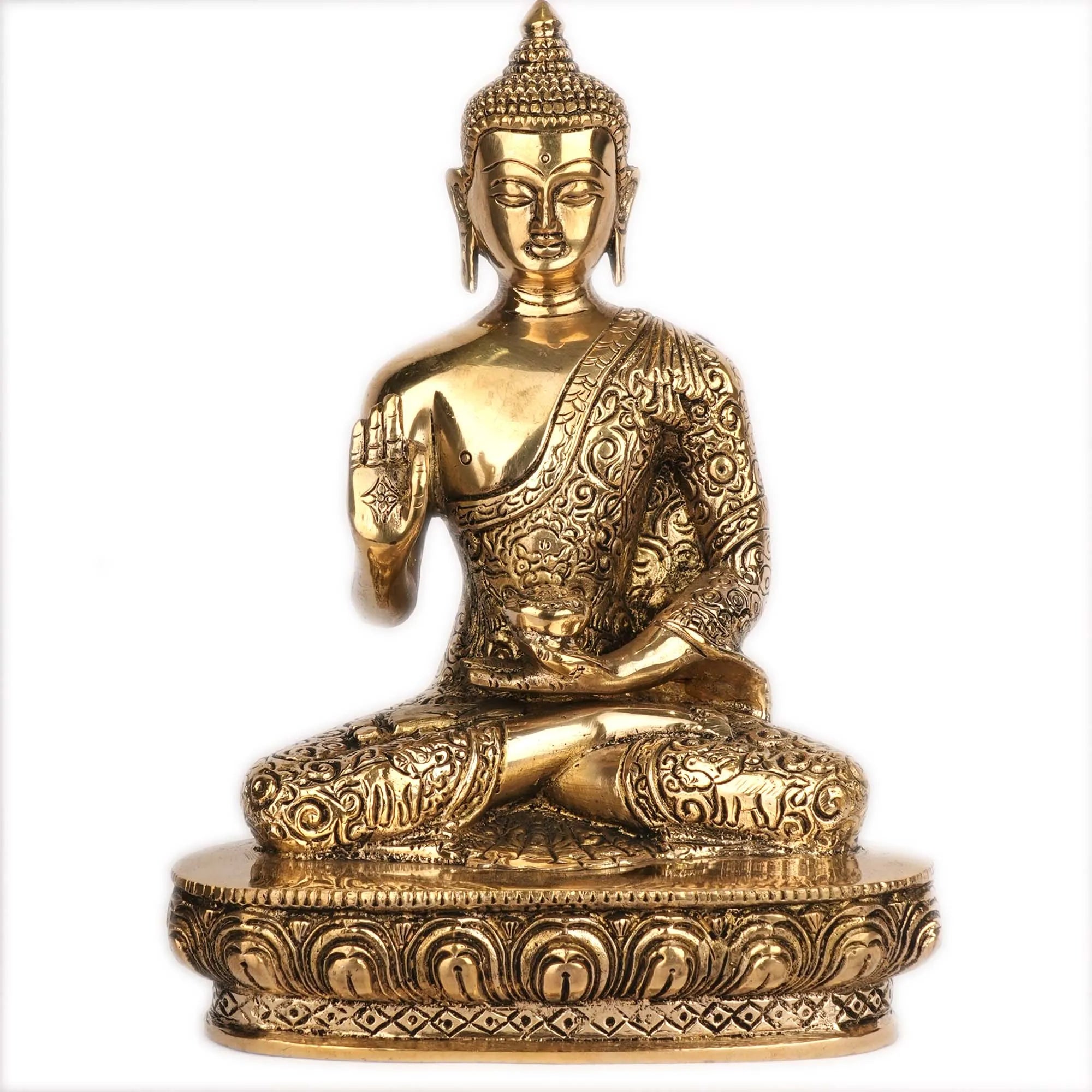 Handcrafted Brass Sitting Buddha Idol | Spiritual Décor – 9.75