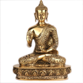 Handcrafted Brass Sitting Buddha Idol | Spiritual Décor – 9.75