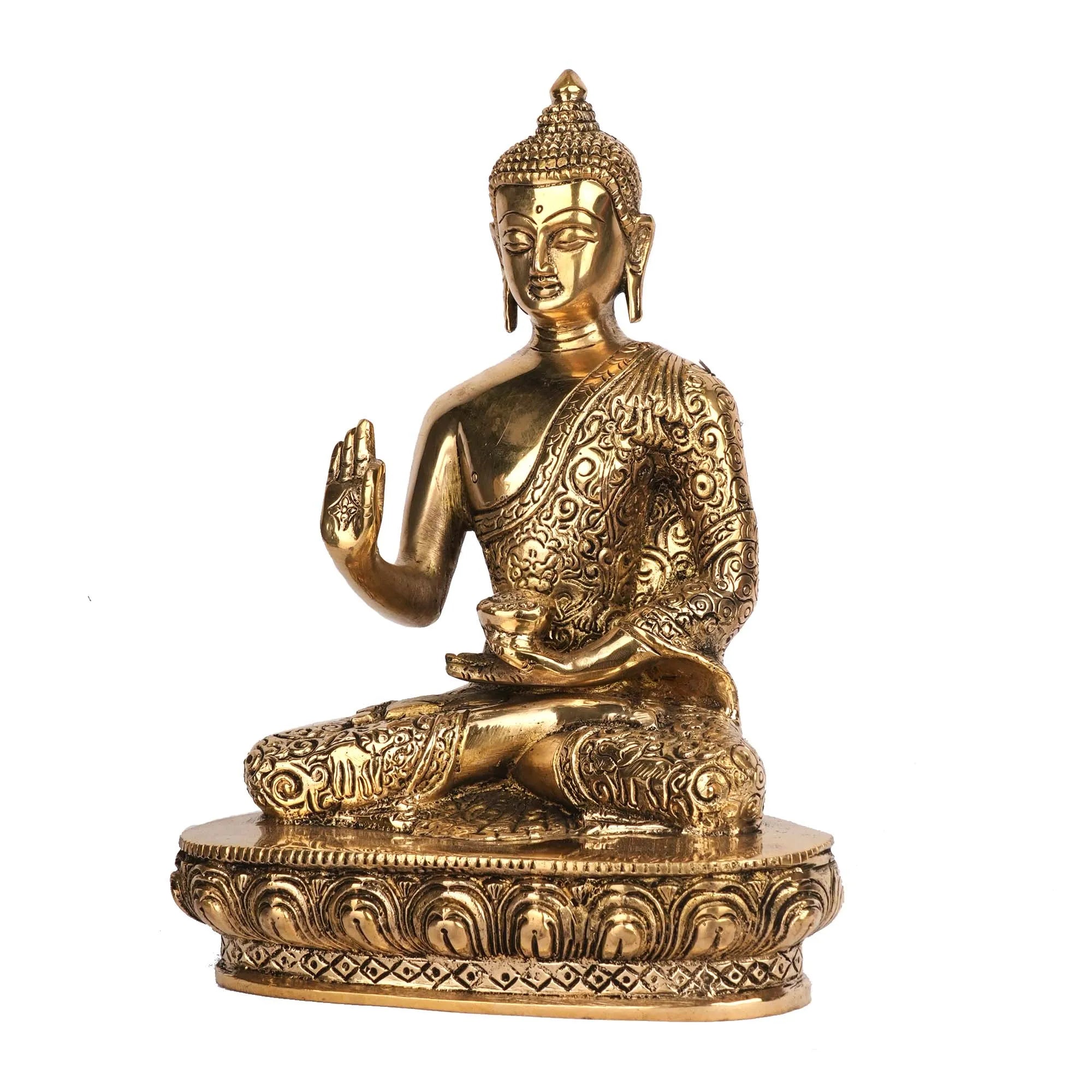 Handcrafted Brass Sitting Buddha Idol | Spiritual Décor – 9.75
