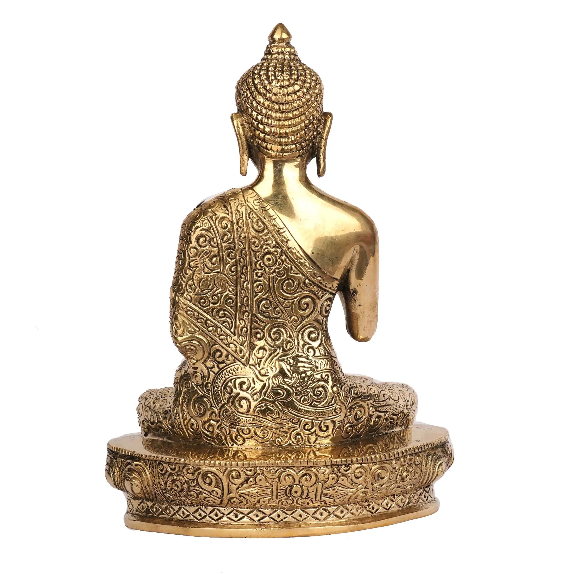 Handcrafted Brass Sitting Buddha Idol | Spiritual Décor – 9.75