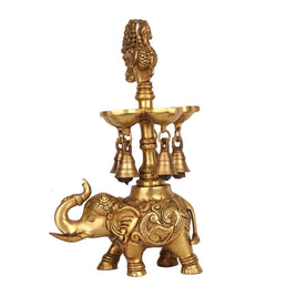 Handcrafted Brass Bird Deepak on Elephant | Traditional Diya – 13