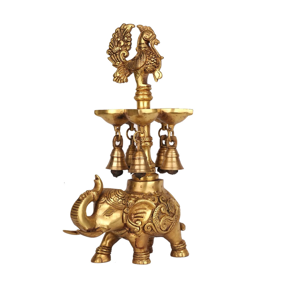 Handcrafted Brass Bird Deepak on Elephant | Traditional Diya – 13