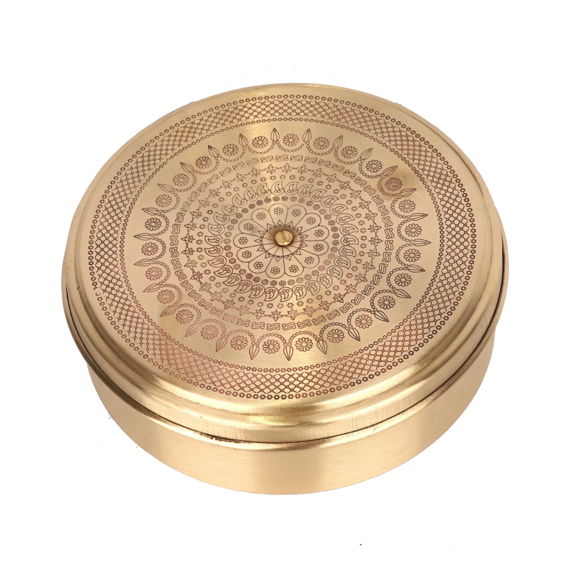 Handcrafted Brass Tiny Masala Box | Traditional Spice Box – 6
