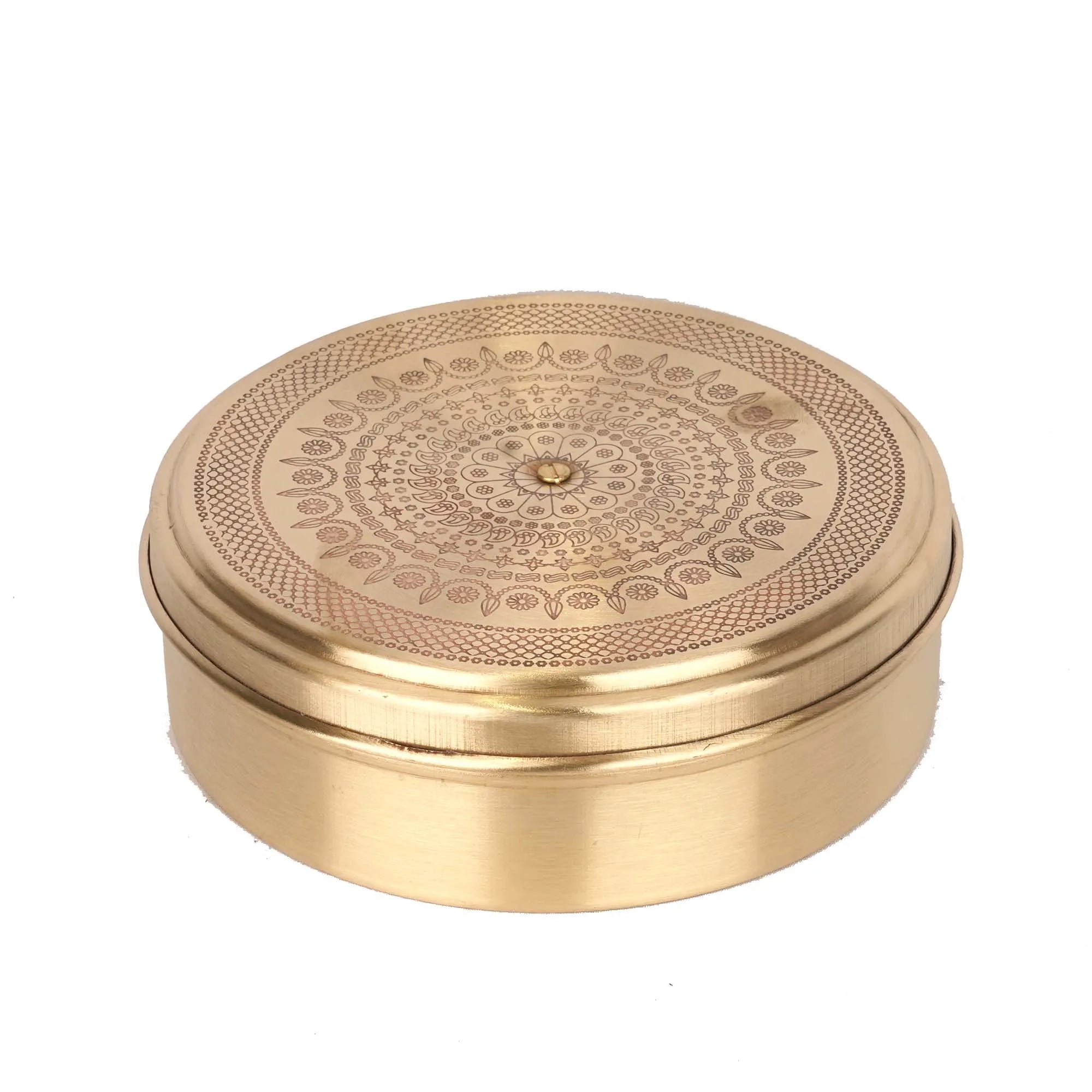 Handcrafted Brass Tiny Masala Box | Traditional Spice Box – 6