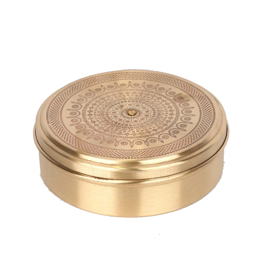 Handcrafted Brass Tiny Masala Box | Traditional Spice Box – 6