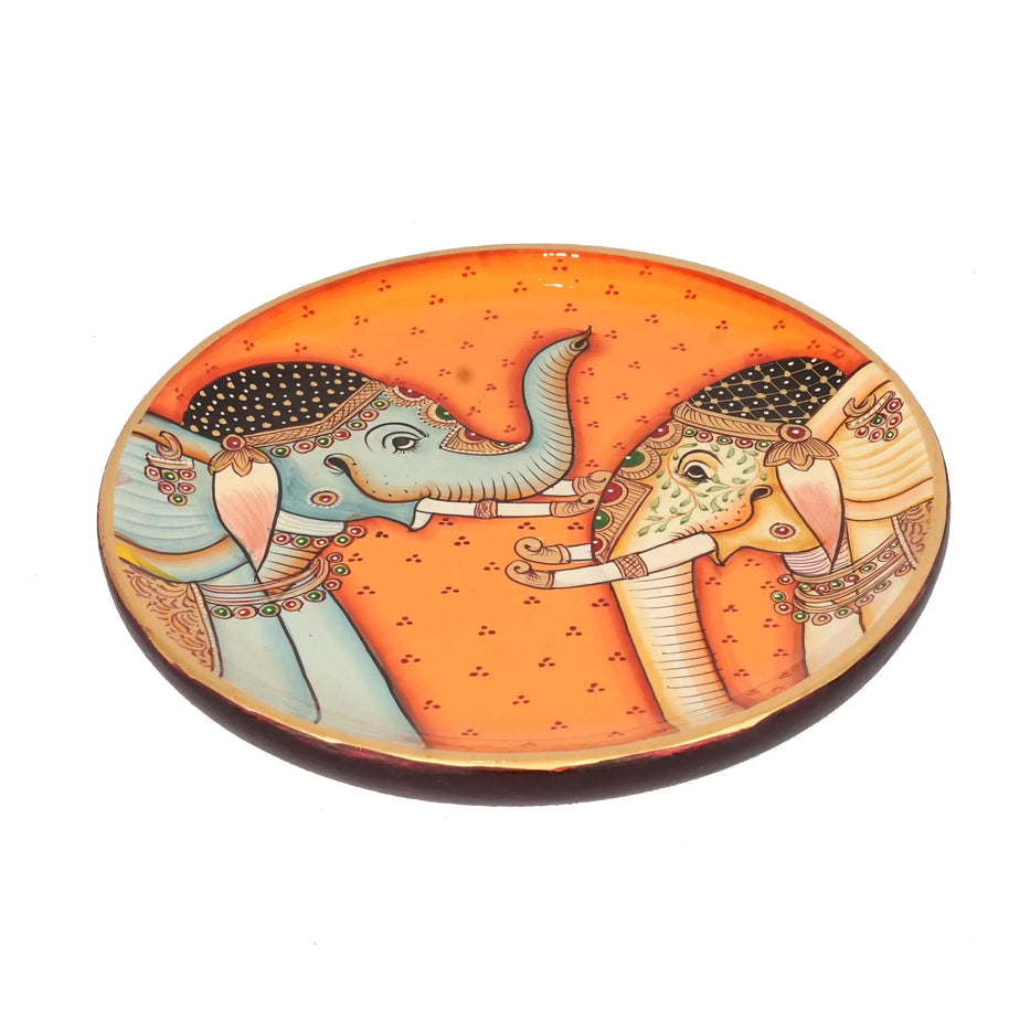 Handcrafted Wooden Painted Elephant  | Traditional Décor – 11.5" Height