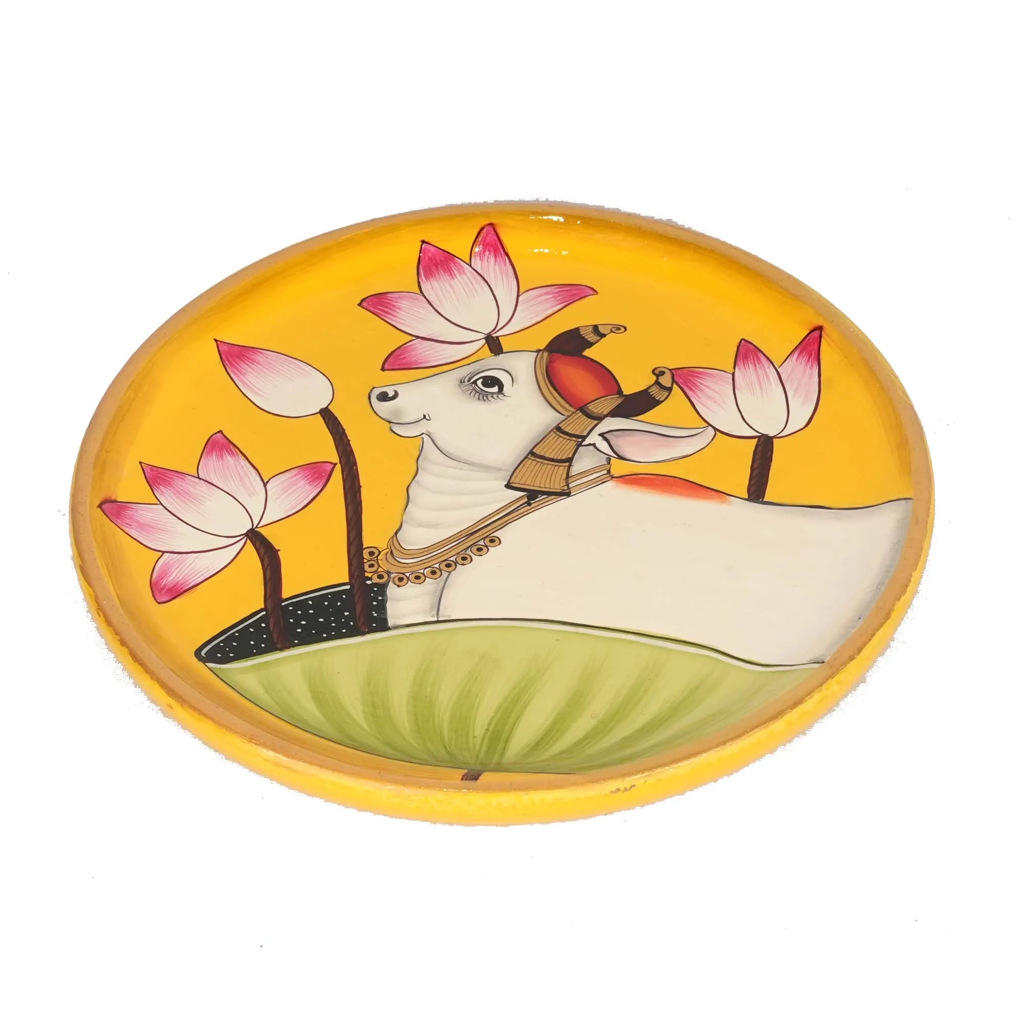 Handcrafted Wooden Painted Cow Figurine | Traditional Décor – 11.5