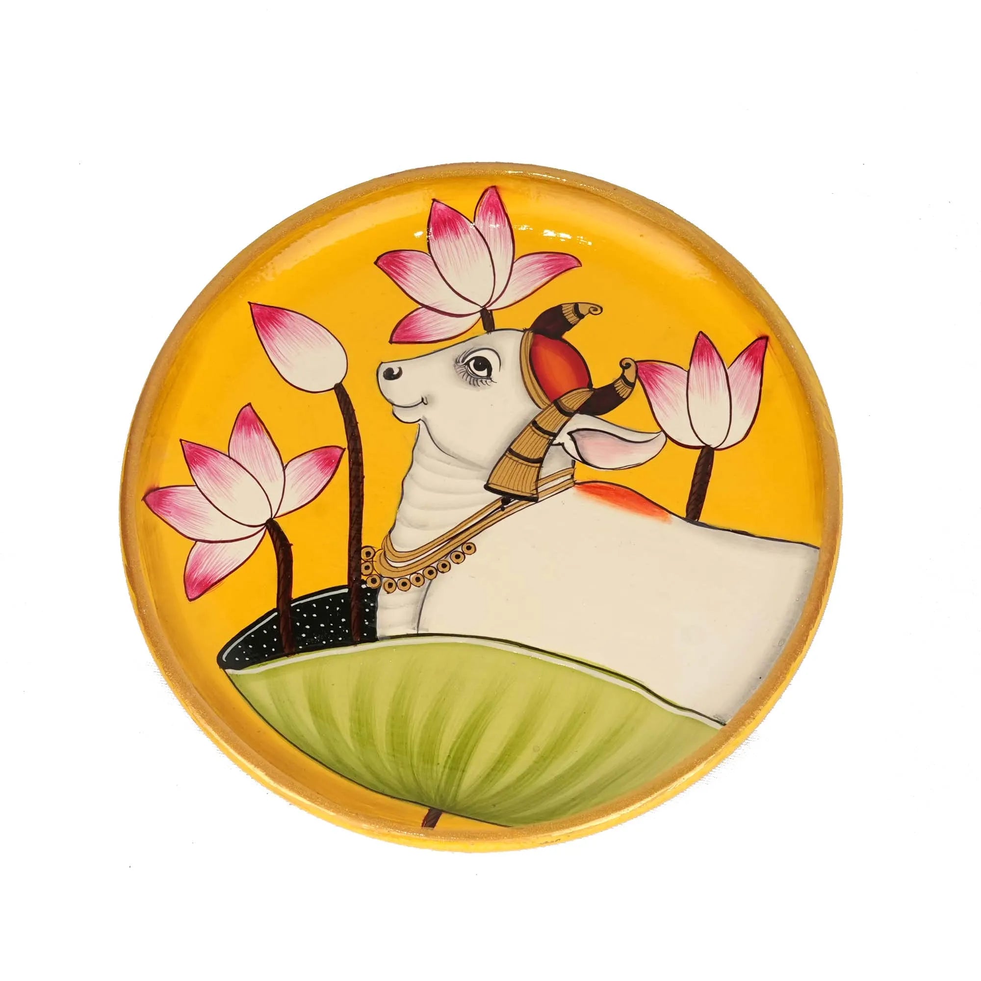 Handcrafted Wooden Painted Cow Figurine | Traditional Décor – 11.5