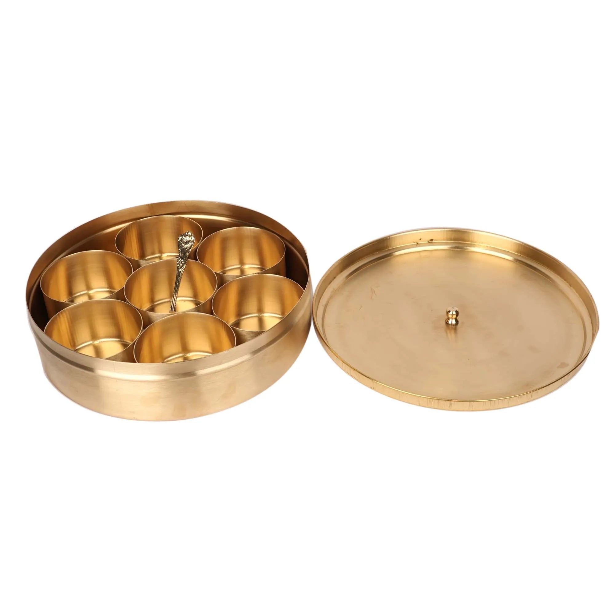 Handcrafted Brass Masala Box | Traditional Spice Box – 9