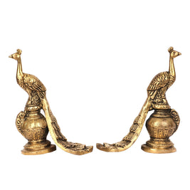 Handcrafted Brass Peacock Table Pair  – 5.5