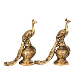 Handcrafted Brass Peacock Table Pair  – 5.5
