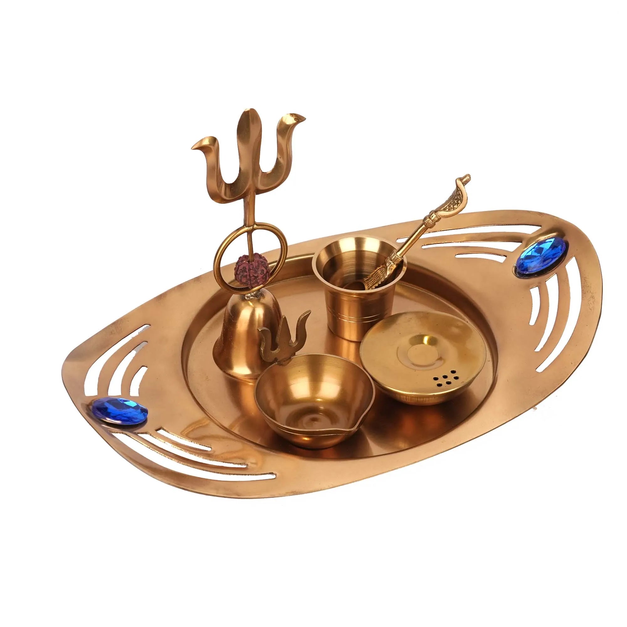 Brass Pooja Set | Traditional Prayer Set – 10.5